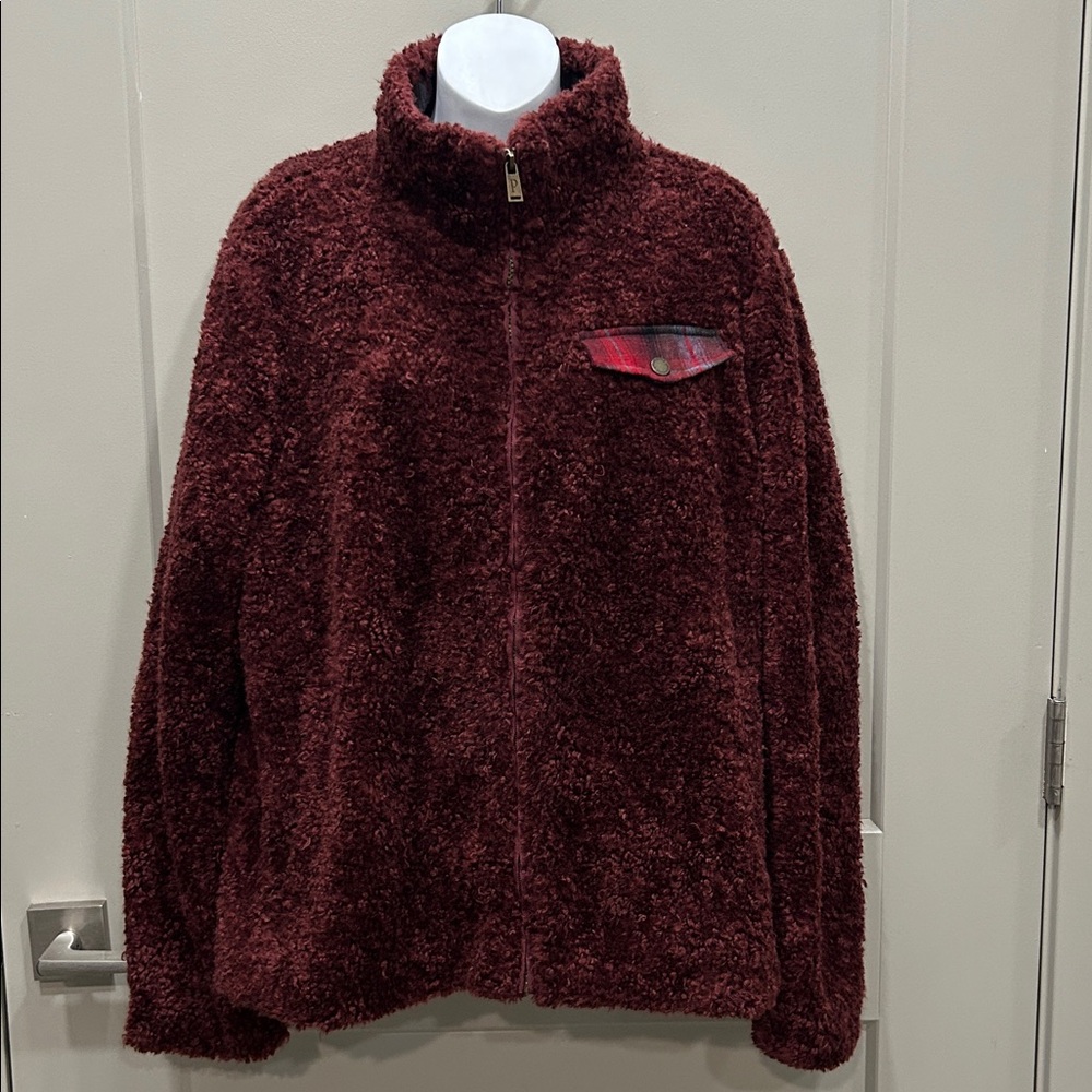 NWT Pendleton Bordeaux Burgundy ' Fuzzy Zip Jacket - Picture 4 of 11